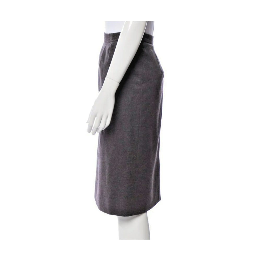 SALE Celine Pencil Skirt Women 46 Grey Vintage Wool Made in France Knee Length